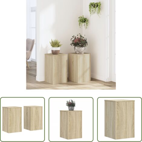 vidaXL Soportes de madera -  Soportes de plantas 2 uds madera roble Sonoma 30x30x50 cm
