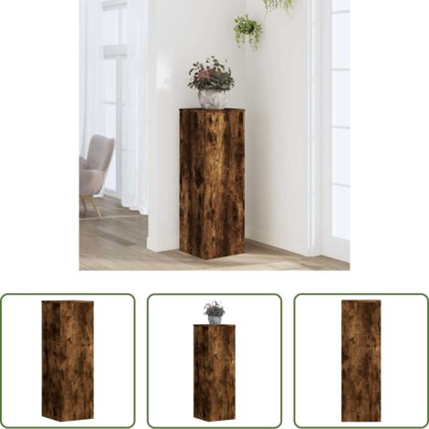 vidaXL Soportes de madera -  Soportes de plantas madera ingeniería roble ahumado 33x33x100cm