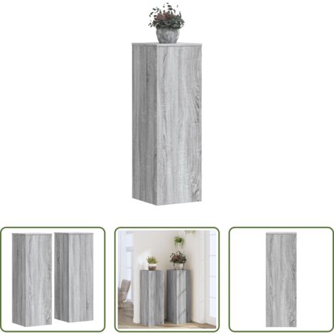 vidaXL Soportes de madera -  Soportes para plantas 2 uds madera gris Sonoma 33x33x100 cm
