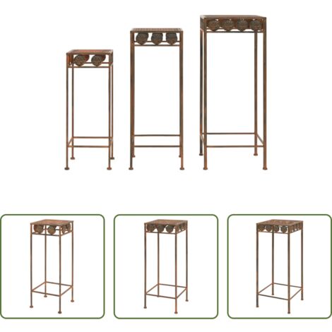 vidaXL Soportes de metal -  Juego de soportes de planta 3 pzas estilo vintage metal oxidado