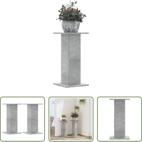 vidaXL Soportes decorativos -  Soportes de plantas 2 uds madera gris hormigón 30x30x60 cm