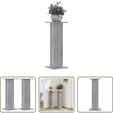 vidaXL Soportes decorativos -  Soportes de plantas 2 uds madera gris Sonoma 30x30x80 cm