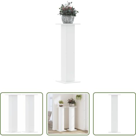 vidaXL Soportes decorativos -  Soportes de plantas 2 uds madera ingeniería blanco 30x30x95 cm