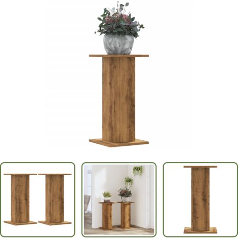vidaXL Soportes decorativos -  Soportes de plantas 2 uds madera roble artisian 30x30x60 cm