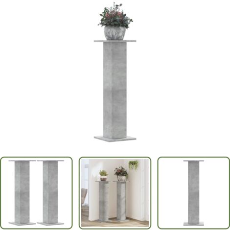 vidaXL Soportes decorativos -  Soportes para plantas 2 uds madera gris hormigón 30x30x95 cm