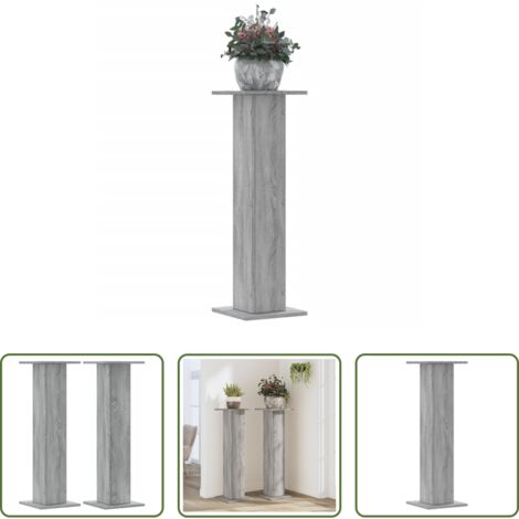 vidaXL Soportes decorativos -  Soportes para plantas 2 uds madera gris Sonoma 30x30x95 cm