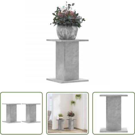 vidaXL Soportes para macetas - Soportes para plantas 2 uds madera gris hormigón 30x30x40 cm
