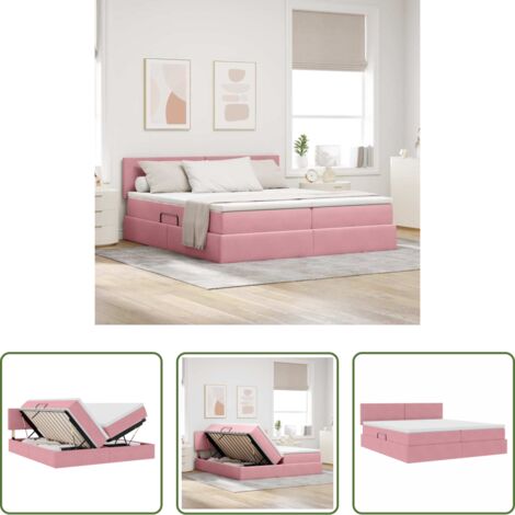 vidaXL Spazio di stoccaggio -  Letto con Contenitore con materasso Rosa 90 x 200 cm
