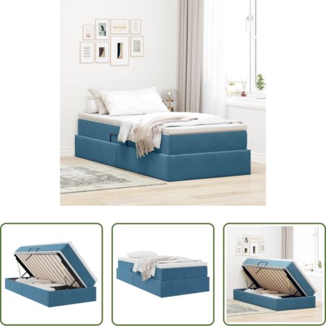 vidaXL Spazio di stoccaggio -  Letto con contenitore e materasso Blu Scuro 100 x 200 cm