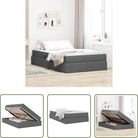 vidaXL Spazio di stoccaggio -  Letto con contenitore e materasso Grigio scuro 120 x 190 cm