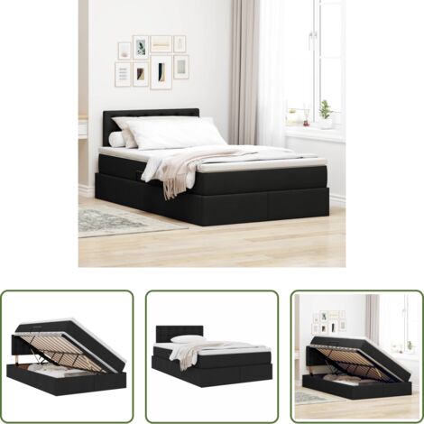 vidaXL Spazio di stoccaggio -  Letto con contenitore e materasso Nero 120 x 200 cm