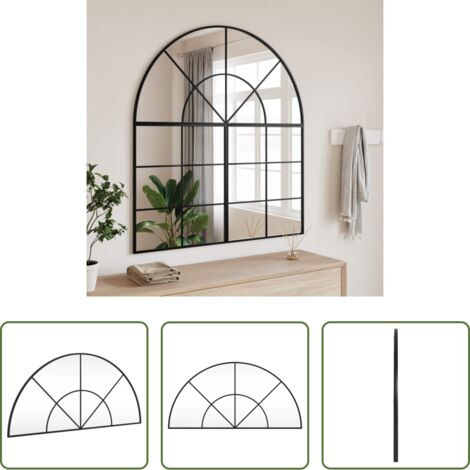 vidaXL Specchio a muro -  Specchio da Parete Nero 100x50 cm Arco in Ferro