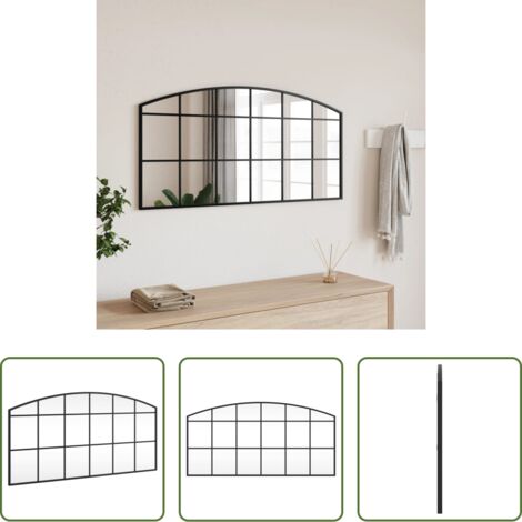 vidaXL Specchio a muro -  Specchio da Parete Nero 100x50 cm Arco in Ferro