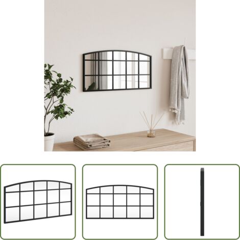vidaXL Specchio a muro -  Specchio da Parete Nero 60x30 cm Arco in Ferro