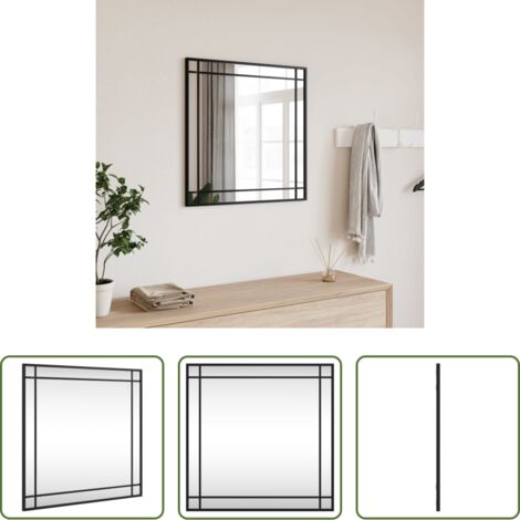 vidaXL Specchio a muro -  Specchio da Parete Nero 60x60 cm Quadrato in Ferro