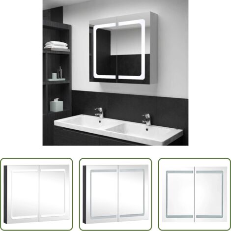 vidaXL Specchio bagno -  Armadietto Bagno con Specchio e LED 80x12,2x68 cm