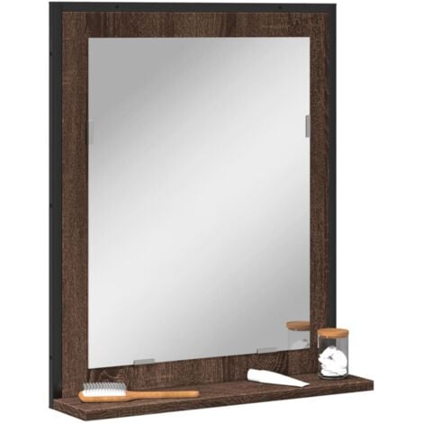 vidaXL Specchio Bagno con Ripiano Rovere Marrone 50x12x60 Multistrato