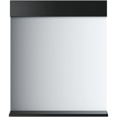vidaXL Specchio Bagno e Ripiano BERG Nero 60x12x70 cm Legno Massello