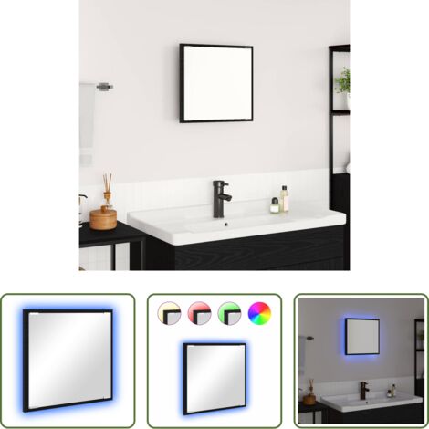 vidaXL Specchio con luci -  Specchio da bagno LED con specchio Rovere Nero 40 x 37 x 8.5 cm