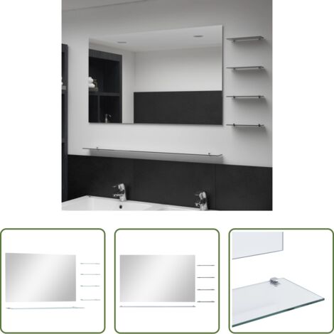 vidaXL Specchio con mensole - Specchio da Parete con 5 Mensole Argento 100x60 cm
