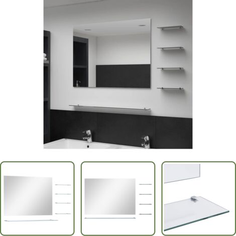 vidaXL Specchio con mensole -  Specchio da Parete con 5 Mensole Argento 80x60 cm