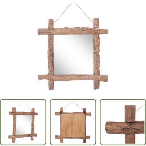 vidaXL Specchio con tronchi -  Specchio con Tronchi Naturale 70x70 cm in Teak di Recupero
