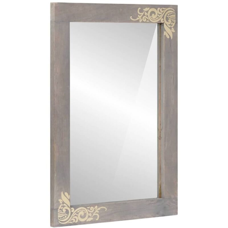Specchio Da Bagno Con Specchio Grigio E Argento 50 X 70 X 3 Cm Vidaxl