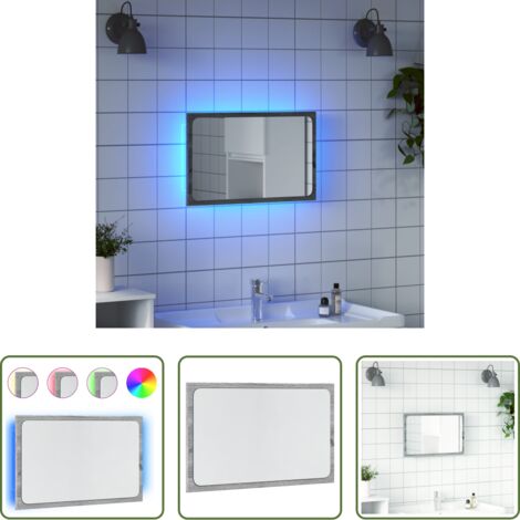 vidaXL Specchio da bagno con luce LED - Specchio da Bagno con LED Grigio Sonoma 60x8,5x38 cm Truciolato