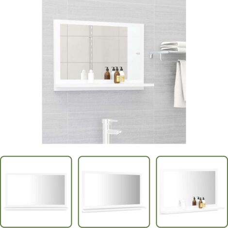 vidaXL Specchio da bagno in legno -  Specchio da Bagno Bianco 60x10,5x37 cm in Legno Multistrato