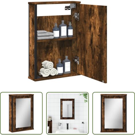 vidaXL Specchio da bagno -  Mobile Bagno Specchio Rovere Fumo 42x12x60 cm Legno Multistrato