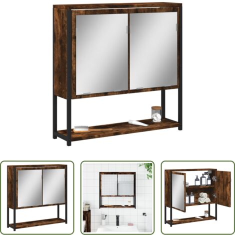 vidaXL Specchio da bagno -  Mobile Bagno Specchio Rovere Fumo 60x16x60 cm Legno Multistrato