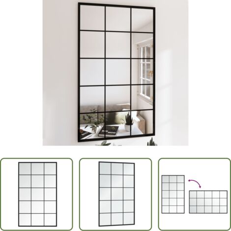 vidaXL Specchio da bagno -  Specchio a Parete Nero 100x60 cm in Metallo