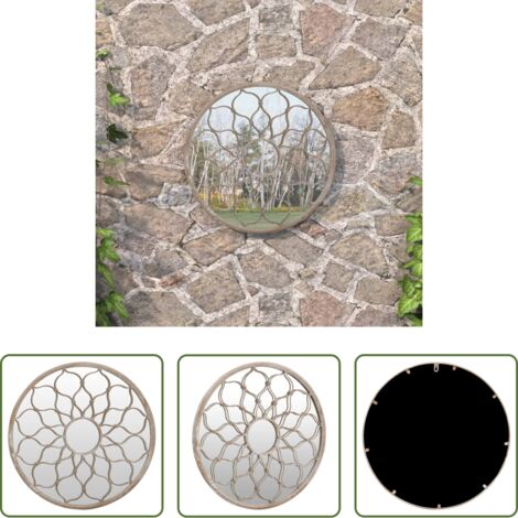 vidaXL Specchio da esterno -  Specchio da Giardino Sabbia 60x3 cm in Ferro Rotondo da Esterno