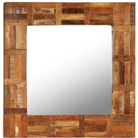 vidaXL Specchio da Parete in Legno Massello di Recupero 60x60 cm