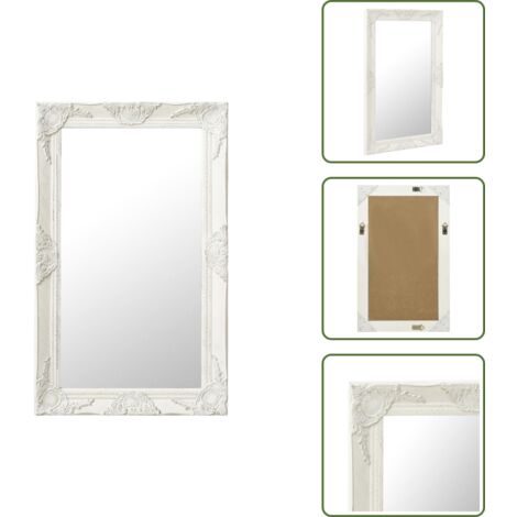 - vidaXL Specchio da Parete Stile Barocco 50x80 cm Bianco -