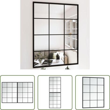 vidaXL Specchio da trucco -  Specchi a Parete 2 pz Neri 80x60 cm in Metallo