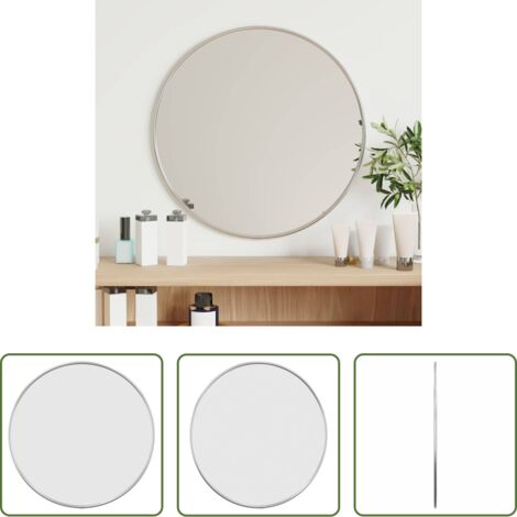 vidaXL Specchio da trucco -  Specchio da Parete Argento Ø 40 cm Rotondo