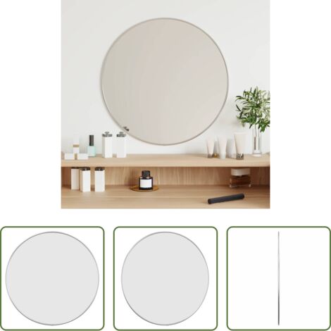 vidaXL Specchio da trucco -  Specchio da Parete Argento Ø 50 cm Rotondo