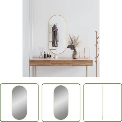 vidaXL Specchio da trucco -  Specchio da Parete Dorato 100x45 cm Ovale