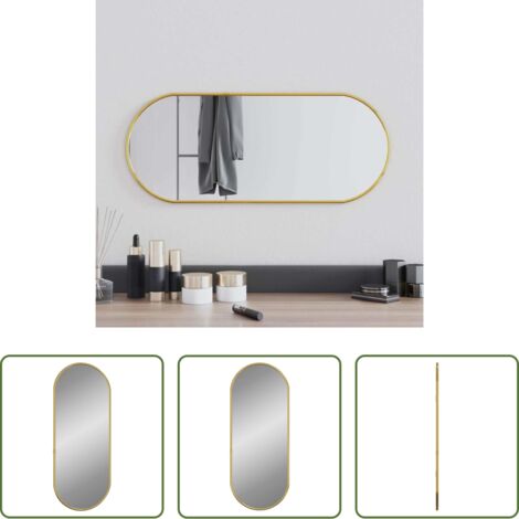 vidaXL Specchio da trucco -  Specchio da Parete Dorato 60x25 cm Ovale