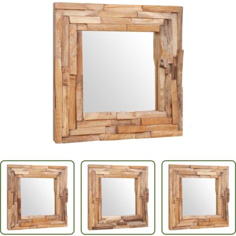vidaXL Specchio decorativo -  Specchio Decorativo in Legno di Teak 60x60 cm Quadrato