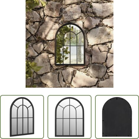 vidaXL Specchio esterno -  Specchio da Giardino Nero 60x45 cm in Ferro per Uso Esterno