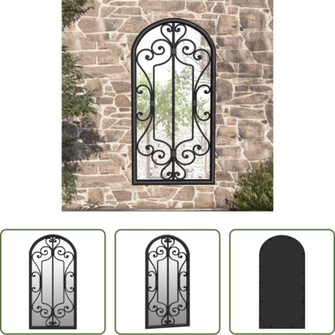 vidaXL Specchio esterno -  Specchio da Giardino Nero 70x30 cm in Ferro per Uso Esterno