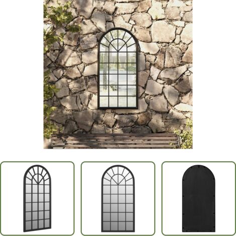 vidaXL Specchio esterno -  Specchio da Giardino Nero 90x45 cm in Ferro per Uso Esterno