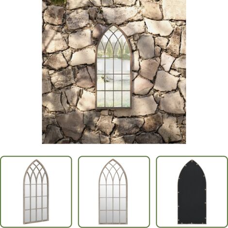 vidaXL Specchio esterno - Specchio da Giardino Sabbia 70x30 cm in Ferro per Uso Esterno