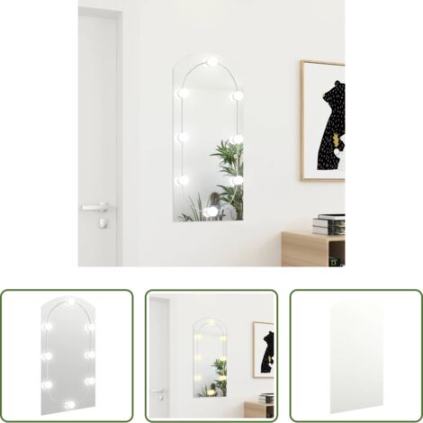 vidaXL Specchio illuminato -  Specchio con Luci LED 90x45 cm Forma ad Arco in Vetro