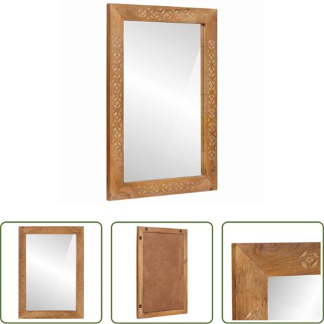vidaXL Specchio in legno -  Specchio da bagno con specchio Marrone Chiaro 70 x 50 x 2,5 cm