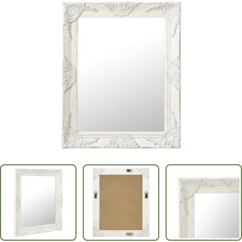 vidaXL Specchio in legno -  Specchio da Parete Stile Barocco 50x60 cm Bianco