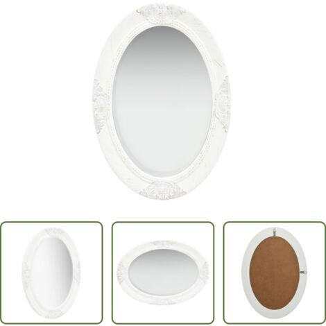 vidaXL Specchio in legno -  Specchio da Parete Stile Barocco 50x70 cm Bianco