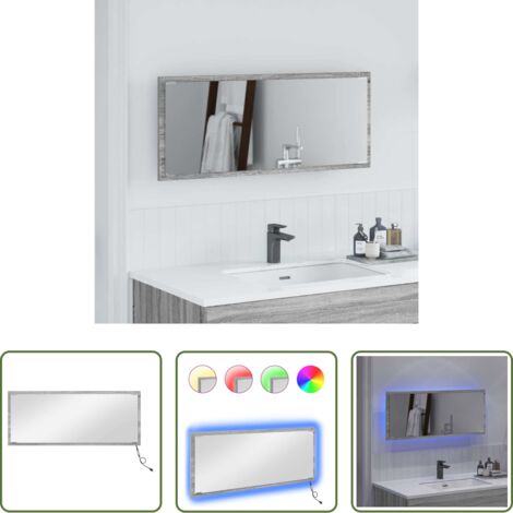 vidaXL Specchio in legno - Specchio Grigio Sonoma 90 x 8,5 x 37 cm Legno multistrato